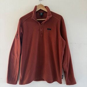 Helly Hansen Mens Large Polartec Quarter Zip Fleece Pullover‎ Rust Orange